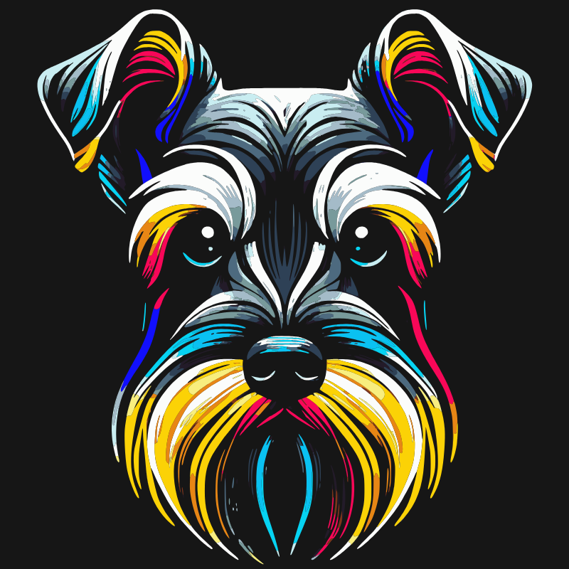 Schnauzer graphic T-shirt with a bold, colourful design 